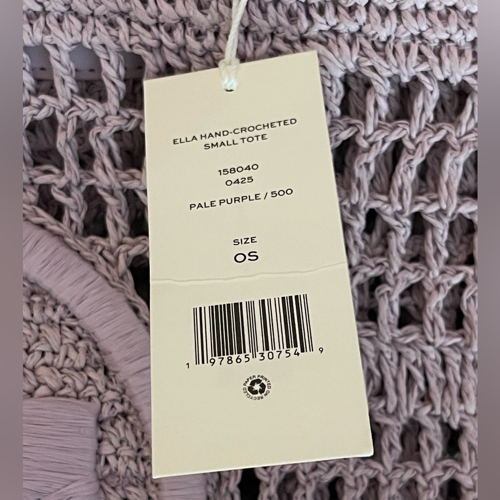 NWT Tory Burch Pale Purple Small Ella Hand-Crocheted Tote - Picture 8 of 8